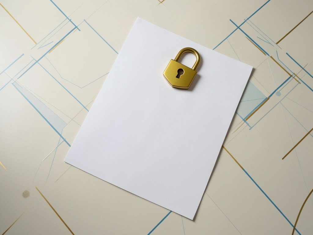 A shield icon on a document, with a golden padlock, symbolizing privacy and security.